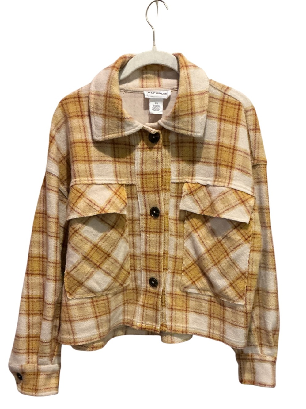 For the Republic Plaid  Lightweight Shacket Crop /Top Jacket
